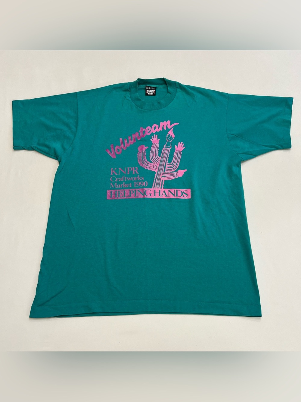Vintage 90s Single Stitch Graphic Tee KNPR Helping Hands Short Sleeve Tee XL